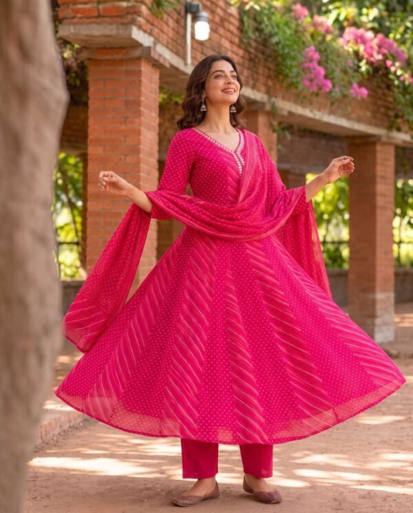 Pink Anarkali Stitched Suit