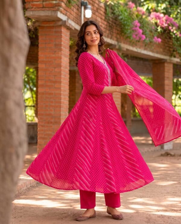 Pink Anarkali Stitched Suit