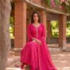 Pink Anarkali Stitched Suit