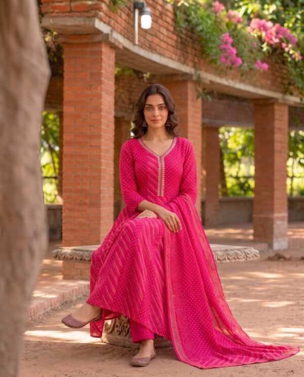Pink Anarkali Stitched Suit