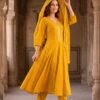 Yellow Anarkali Stitched Suit