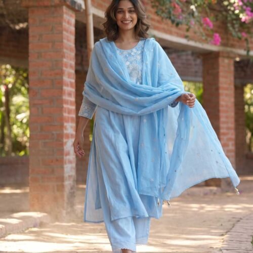 Sky Blue Stitched Suit