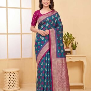 Teal Blue Silk Saree