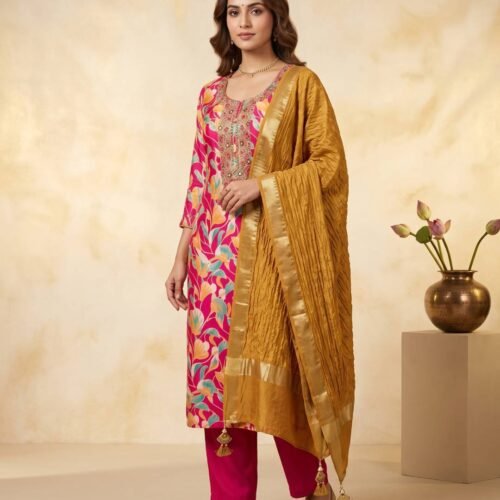 Maslin Unstitched Suit in Pink