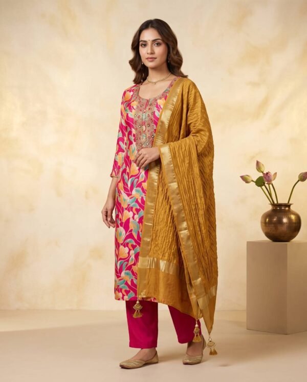 Maslin Unstitched Suit in Pink