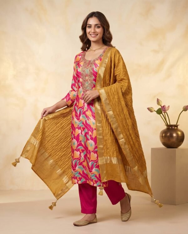 Maslin Unstitched Suit in Pink