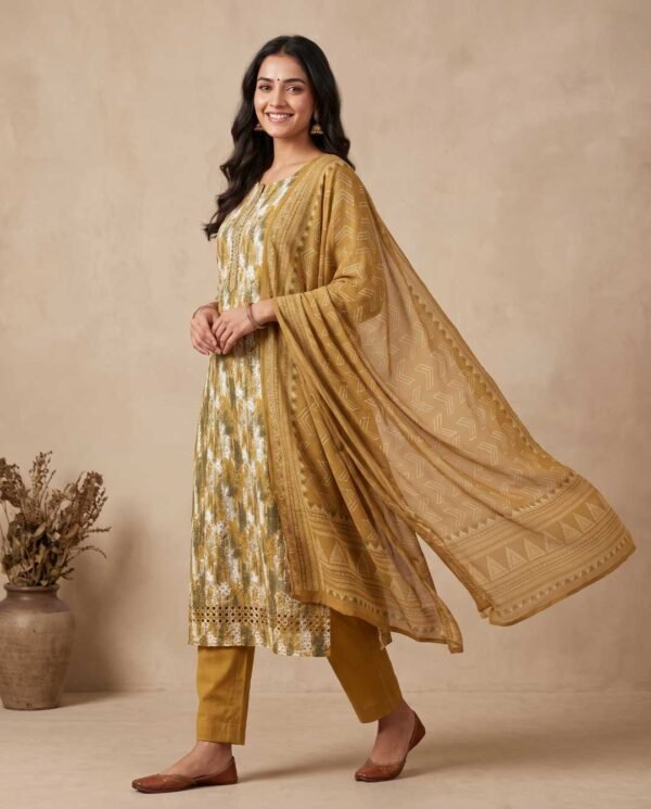 Mustard gold/green unstitched suit
