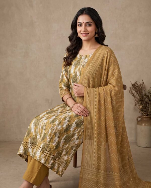 Mustard gold/green unstitched suit