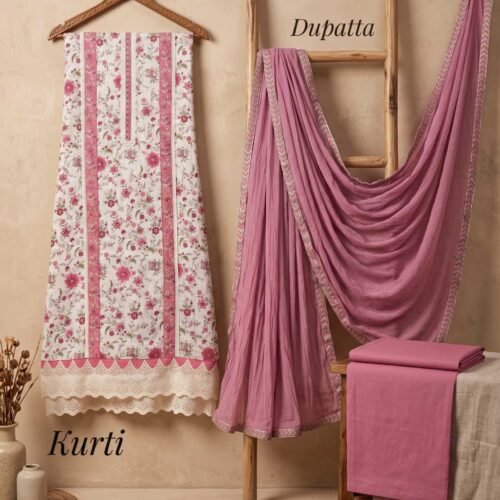 Off white/rose pink unstitched suit Off white/rose pink unstitched suit