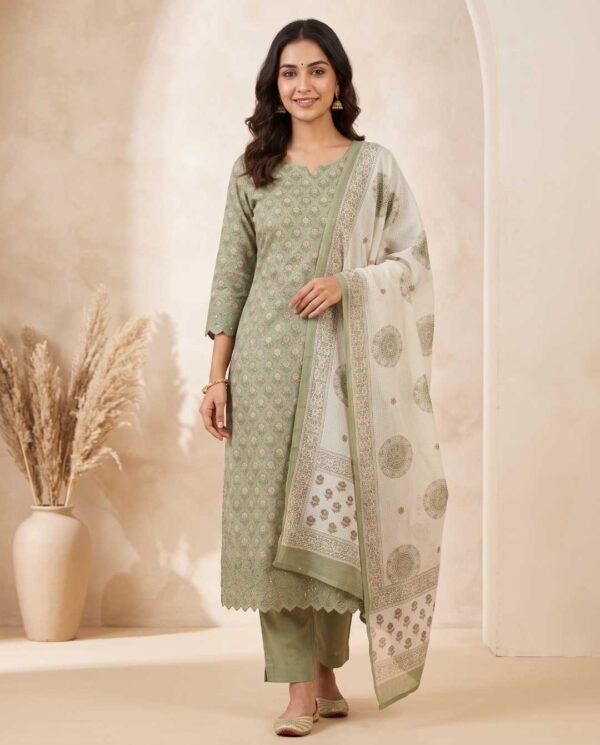 Pista Green Unstitched Suit