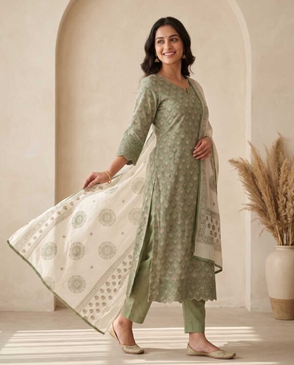 Pista Green Unstitched Suit