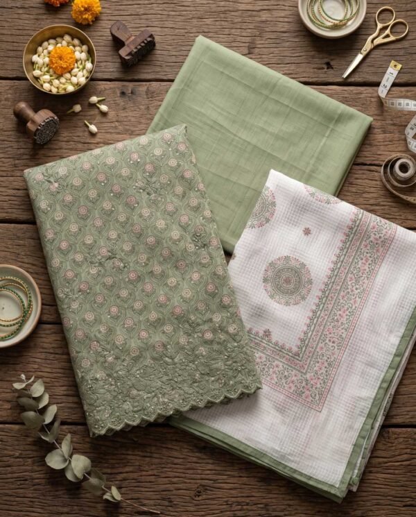 Pista Green Unstitched Suit