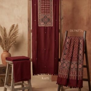 Maroon Modal Unstitched Suit