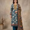 Blue Multicolored Unstitched Suit