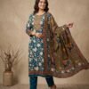 Blue Multicolored Unstitched Suit