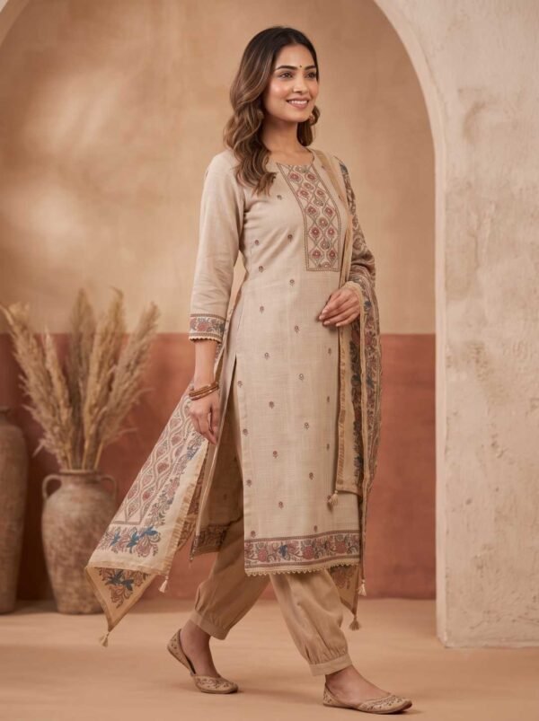 BS002448(1) Beige Pure Tusser Unstitched Suit