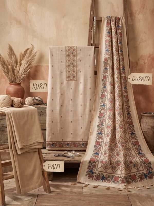 Beige Pure Tusser Unstitched Suit Beige Pure Tusser Unstitched Suit