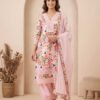 Multicolor floral Unstitched Suit in Pink