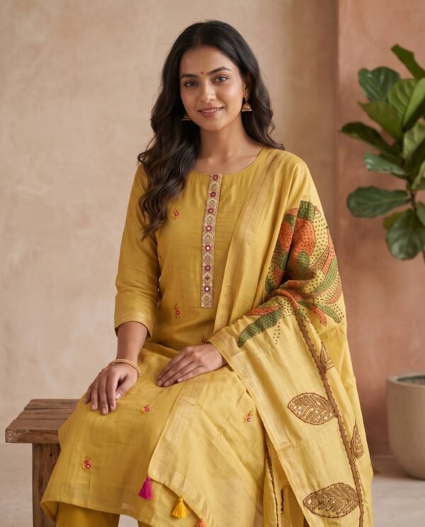 BS002460(2) Golden Yellow Chanderi Silk Unstitched Suit