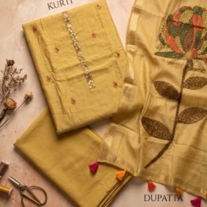Golden Yellow Chanderi Silk Unstitched Suit