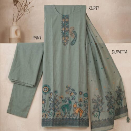 Mint Green Jamdani Unstitched Suit