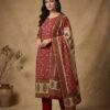 Maroon Gajji Silk Unstitched Suit