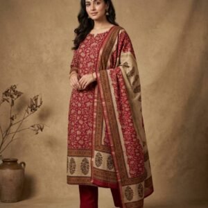 Maroon Gajji Silk Unstitched Suit