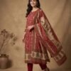 Maroon Gajji Silk Unstitched Suit