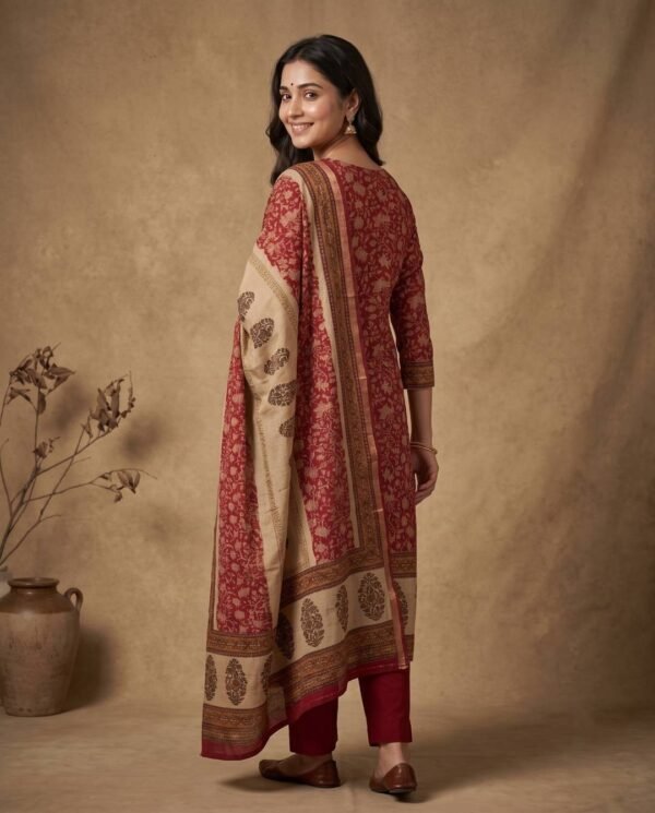 Maroon Gajji Silk Unstitched Suit