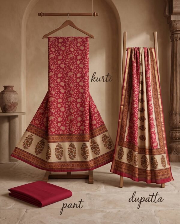 Maroon Gajji Silk Unstitched Suit