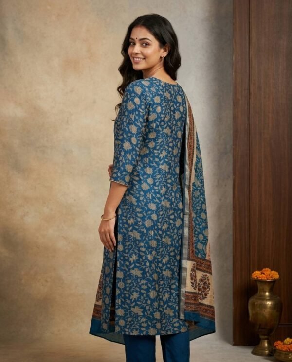 Teal Blue Gajji Silk Unstitched Suit