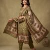 Olive Green Gajji Silk Unstitched Suit