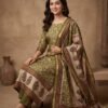 Olive Green Gajji Silk Unstitched Suit