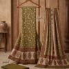 Olive Green Gajji Silk Unstitched Suit