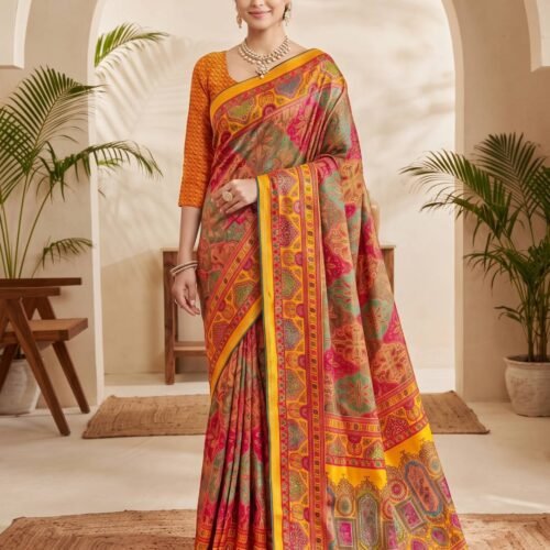Mustard Yellow Silk Saree