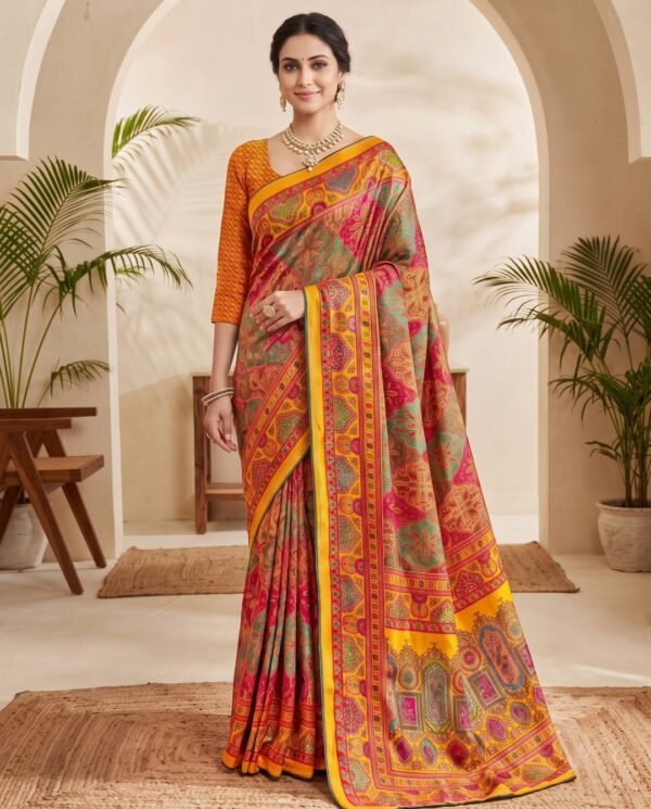Mustard Yellow Silk Saree
