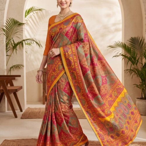 Mustard Yellow Silk Saree