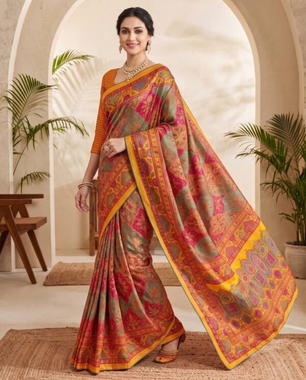 Mustard Yellow Silk Saree