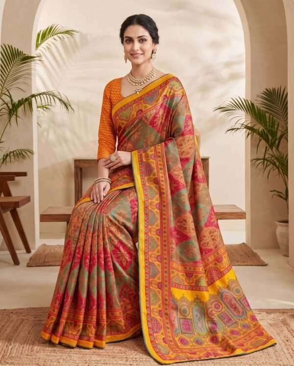 Mustard Yellow Silk Saree