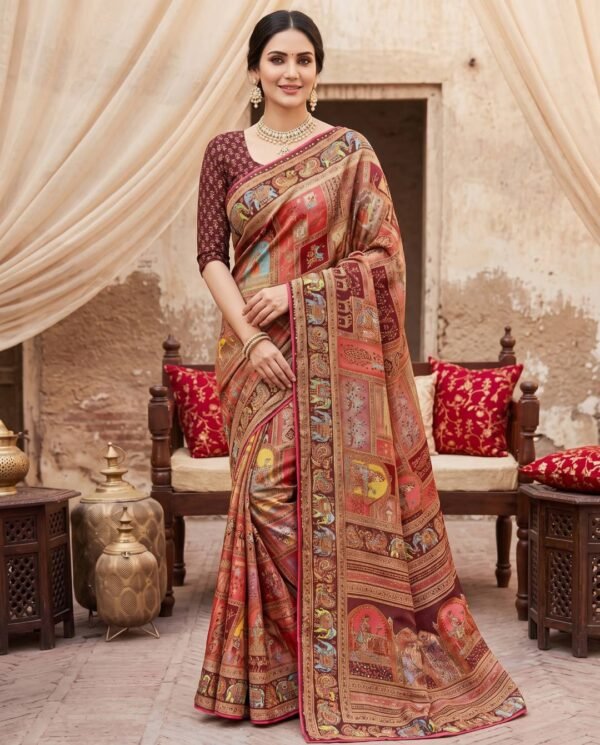 Coffee Brown Silk Saree