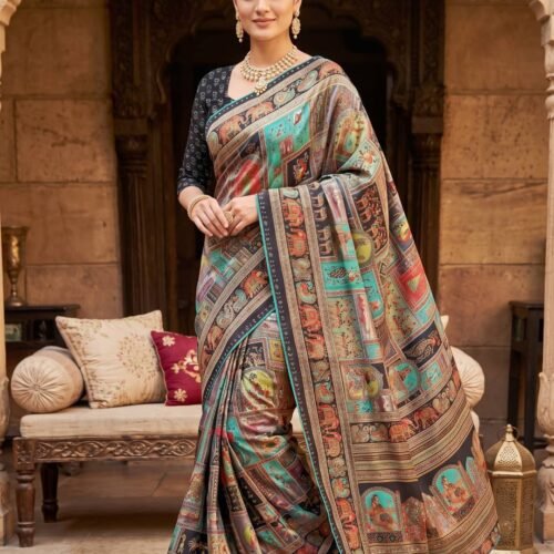 Dark Brown Silk Saree