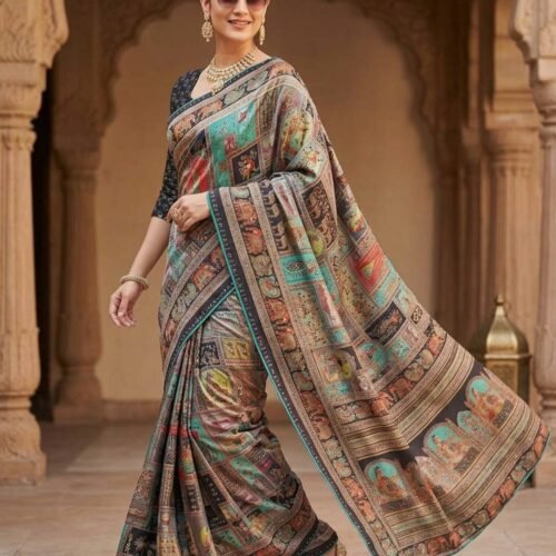 Dark Brown Silk Saree