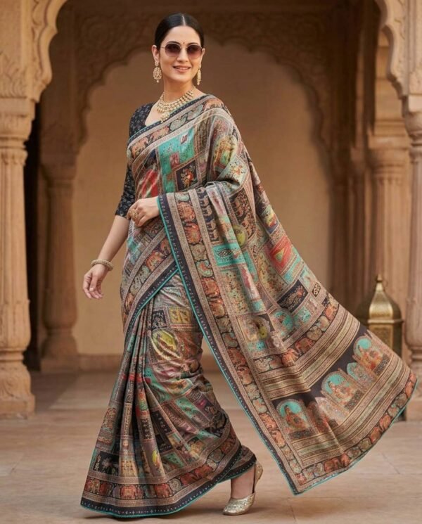 Dark Brown Silk Saree