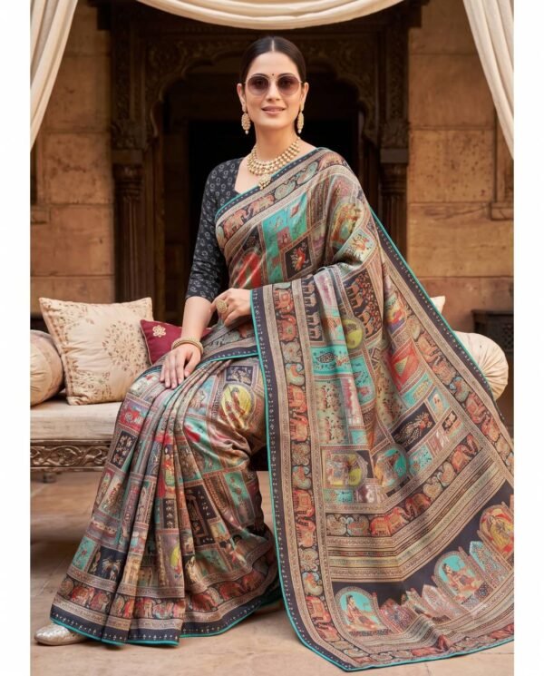 Dark Brown Silk Saree