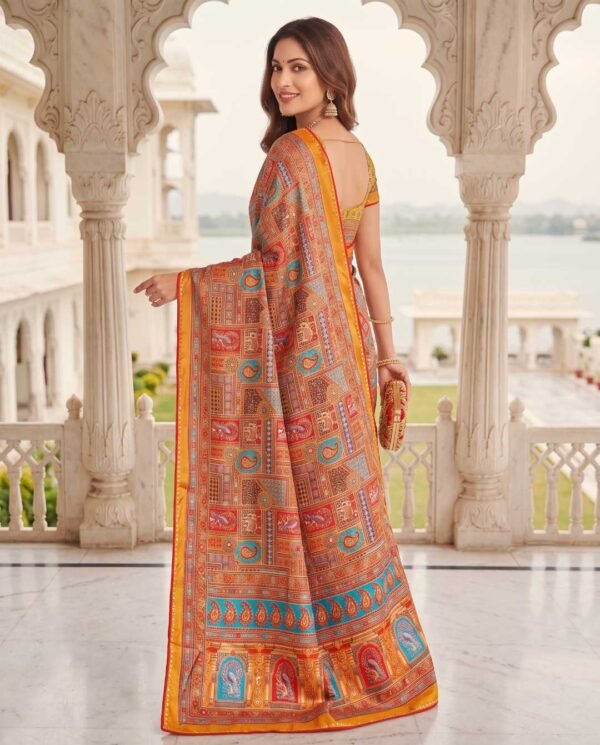 Yellow Multicolor Silk Saree
