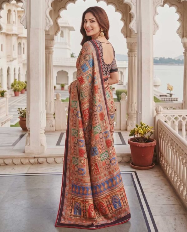 Coke Multicolored Printed Silk Saree
