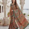 Green Multicolored Printed Silk Saree