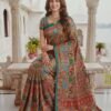 Green Multicolored Printed Silk Saree