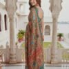 Green Multicolored Printed Silk Saree