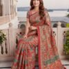 Red Multicolored Printed Silk Saree